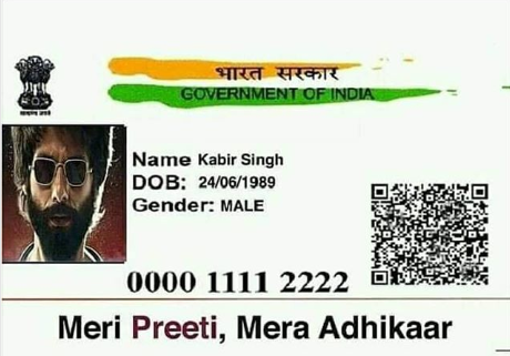 Kabir Singh Adhaar Card